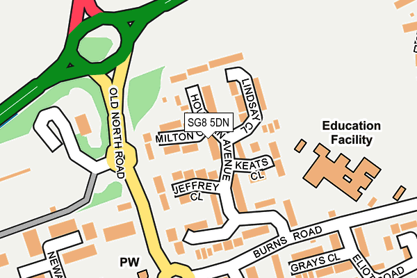 SG8 5DN map - OS OpenMap – Local (Ordnance Survey)