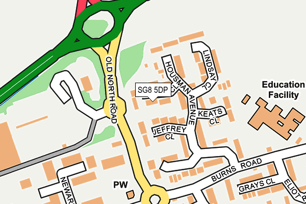 SG8 5DP map - OS OpenMap – Local (Ordnance Survey)