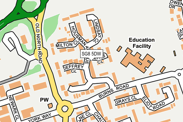 SG8 5DW map - OS OpenMap – Local (Ordnance Survey)