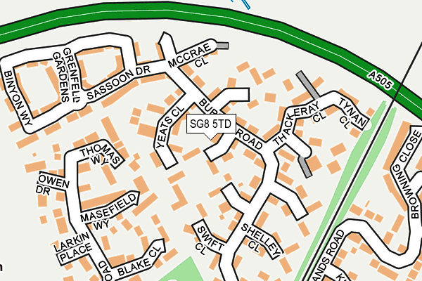 SG8 5TD map - OS OpenMap – Local (Ordnance Survey)