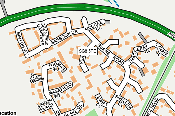 SG8 5TE map - OS OpenMap – Local (Ordnance Survey)