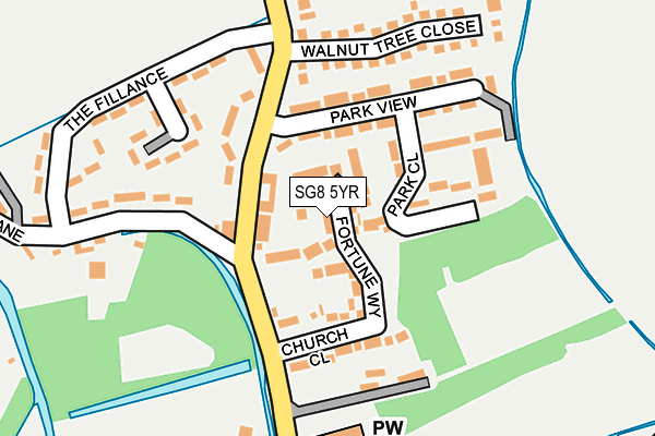 SG8 5YR map - OS OpenMap – Local (Ordnance Survey)