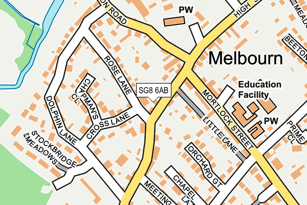 SG8 6AB map - OS OpenMap – Local (Ordnance Survey)