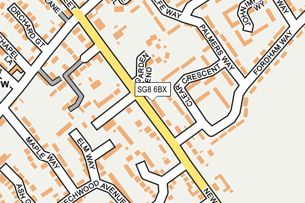 SG8 6BX map - OS OpenMap – Local (Ordnance Survey)