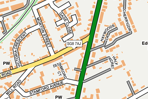 SG8 7AJ map - OS OpenMap – Local (Ordnance Survey)