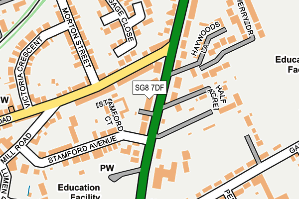 SG8 7DF map - OS OpenMap – Local (Ordnance Survey)