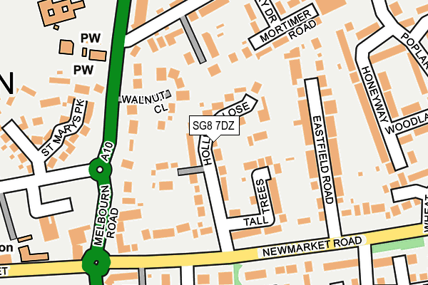 SG8 7DZ map - OS OpenMap – Local (Ordnance Survey)