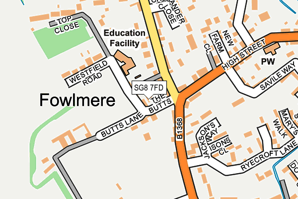 SG8 7FD map - OS OpenMap – Local (Ordnance Survey)