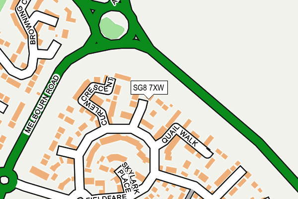 SG8 7XW map - OS OpenMap – Local (Ordnance Survey)