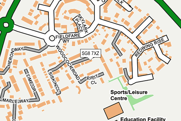 SG8 7XZ map - OS OpenMap – Local (Ordnance Survey)