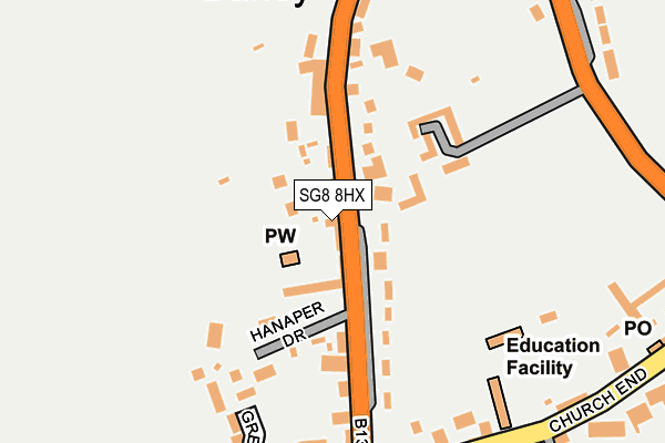 SG8 8HX map - OS OpenMap – Local (Ordnance Survey)