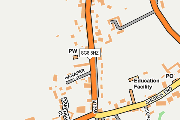 SG8 8HZ map - OS OpenMap – Local (Ordnance Survey)