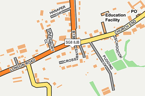 SG8 8JB map - OS OpenMap – Local (Ordnance Survey)