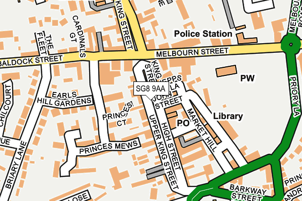 SG8 9AA map - OS OpenMap – Local (Ordnance Survey)