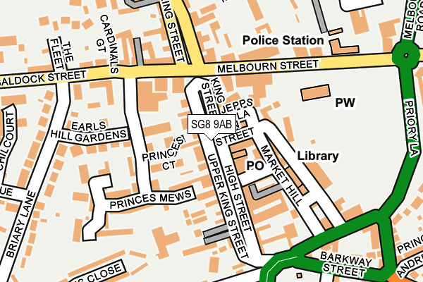 SG8 9AB map - OS OpenMap – Local (Ordnance Survey)