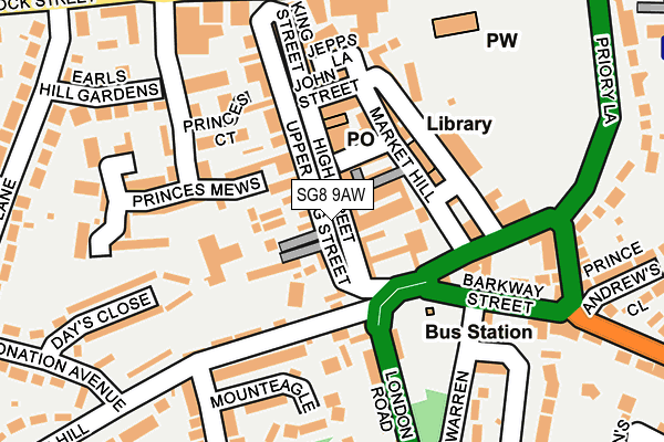 SG8 9AW map - OS OpenMap – Local (Ordnance Survey)