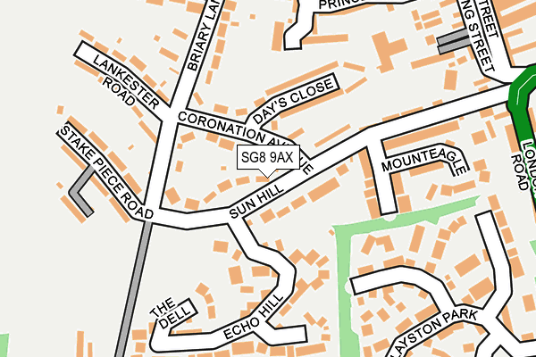 SG8 9AX map - OS OpenMap – Local (Ordnance Survey)