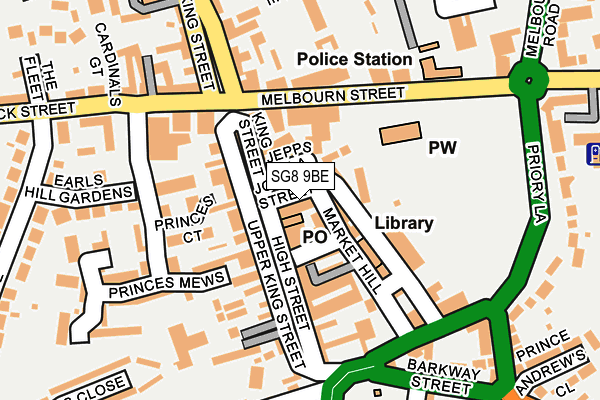 SG8 9BE map - OS OpenMap – Local (Ordnance Survey)