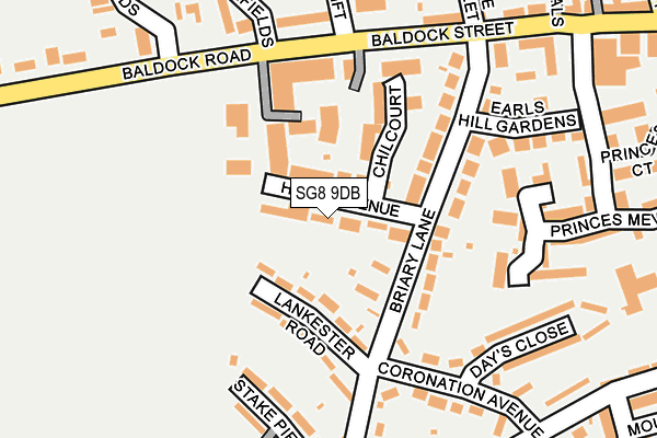 SG8 9DB map - OS OpenMap – Local (Ordnance Survey)