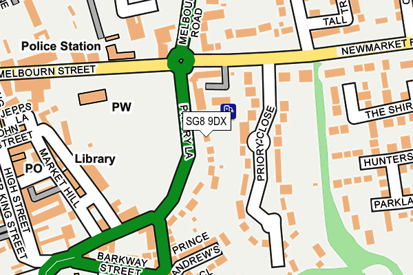SG8 9DX map - OS OpenMap – Local (Ordnance Survey)
