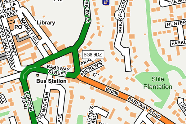 SG8 9DZ map - OS OpenMap – Local (Ordnance Survey)