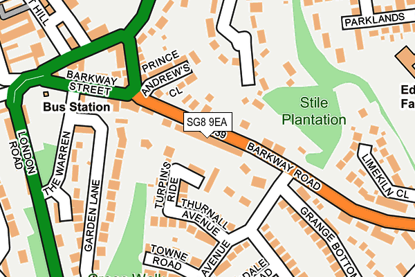 SG8 9EA map - OS OpenMap – Local (Ordnance Survey)