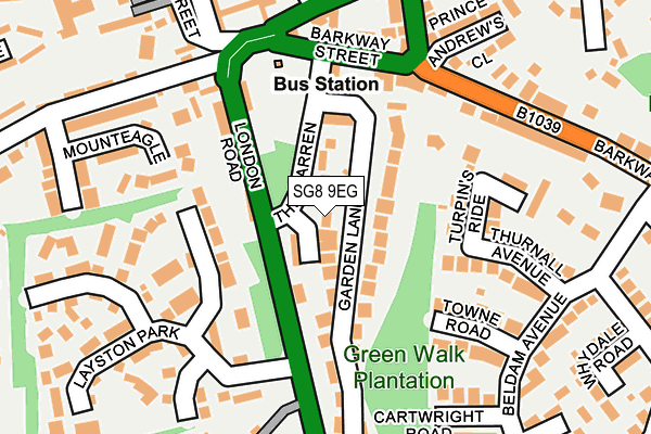 SG8 9EG map - OS OpenMap – Local (Ordnance Survey)