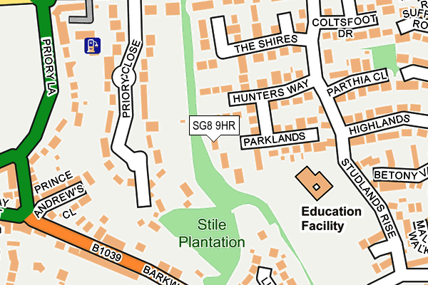 SG8 9HR map - OS OpenMap – Local (Ordnance Survey)