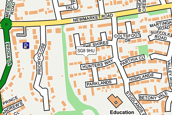 SG8 9HU map - OS OpenMap – Local (Ordnance Survey)