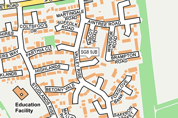 SG8 9JB map - OS OpenMap – Local (Ordnance Survey)