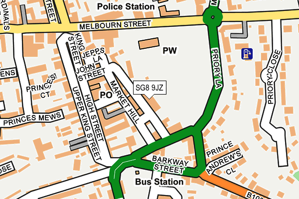 SG8 9JZ map - OS OpenMap – Local (Ordnance Survey)