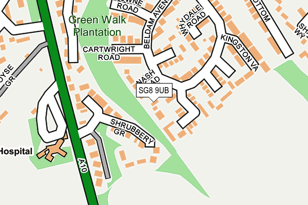 SG8 9UB map - OS OpenMap – Local (Ordnance Survey)