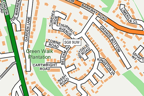 SG8 9UW map - OS OpenMap – Local (Ordnance Survey)
