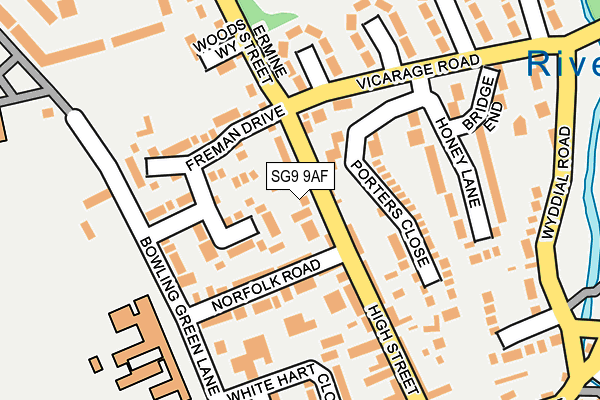 SG9 9AF map - OS OpenMap – Local (Ordnance Survey)