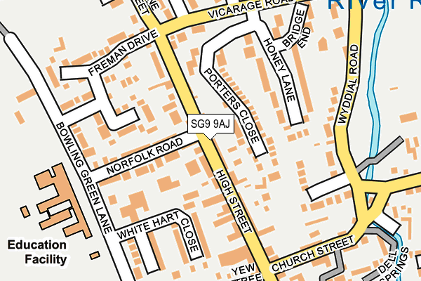 SG9 9AJ map - OS OpenMap – Local (Ordnance Survey)