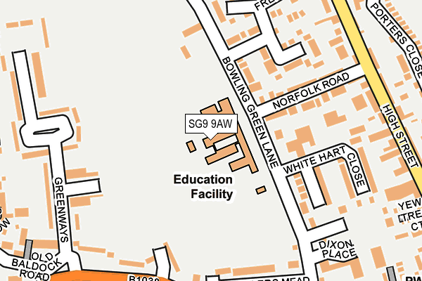 SG9 9AW map - OS OpenMap – Local (Ordnance Survey)