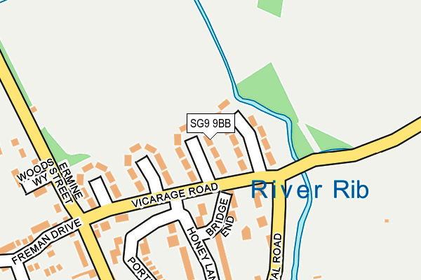 SG9 9BB map - OS OpenMap – Local (Ordnance Survey)