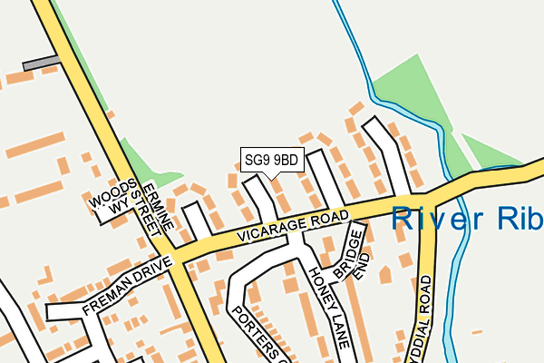 SG9 9BD map - OS OpenMap – Local (Ordnance Survey)