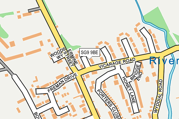 SG9 9BE map - OS OpenMap – Local (Ordnance Survey)