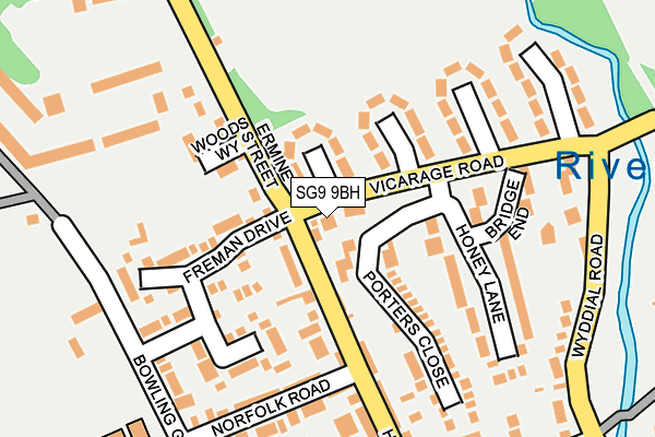 SG9 9BH map - OS OpenMap – Local (Ordnance Survey)