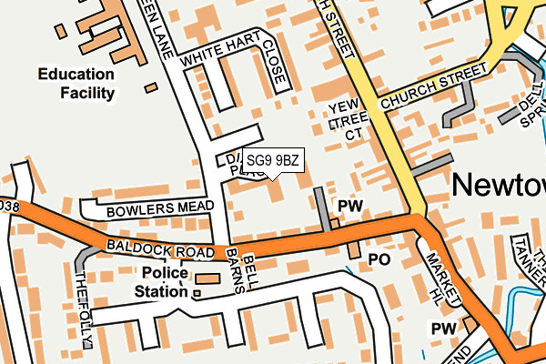 SG9 9BZ map - OS OpenMap – Local (Ordnance Survey)