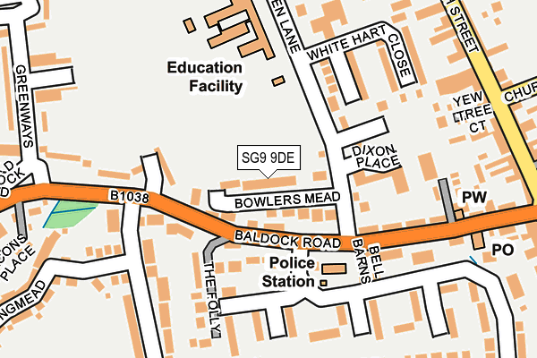 SG9 9DE map - OS OpenMap – Local (Ordnance Survey)