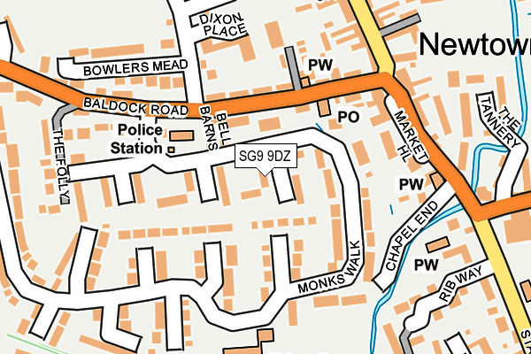 SG9 9DZ map - OS OpenMap – Local (Ordnance Survey)