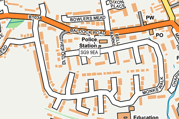 SG9 9EA map - OS OpenMap – Local (Ordnance Survey)