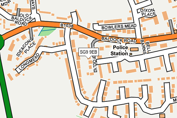 SG9 9EB map - OS OpenMap – Local (Ordnance Survey)