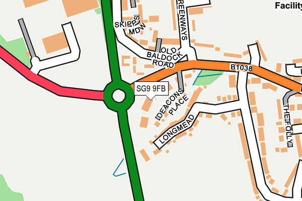 SG9 9FB map - OS OpenMap – Local (Ordnance Survey)