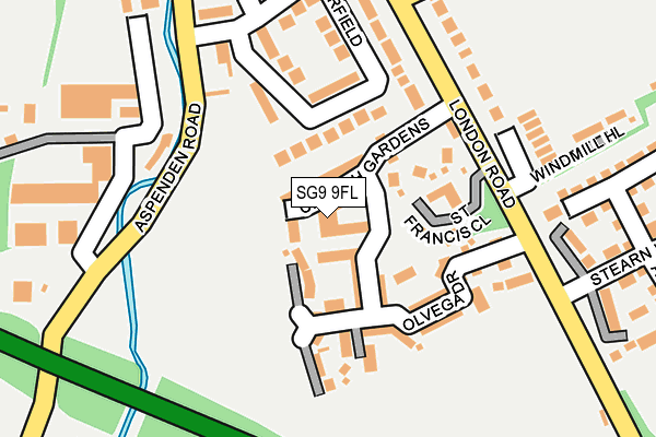 SG9 9FL map - OS OpenMap – Local (Ordnance Survey)