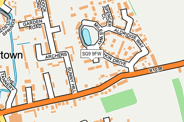 SG9 9FW map - OS OpenMap – Local (Ordnance Survey)