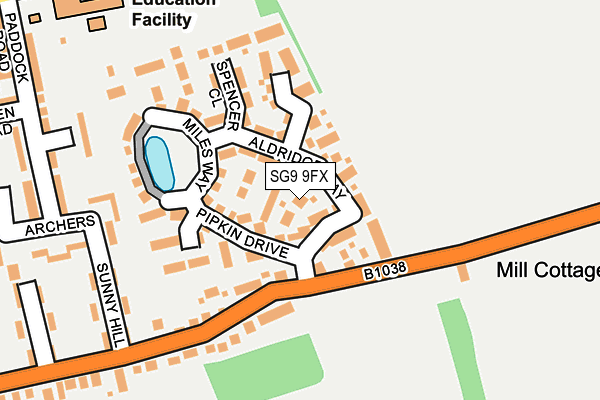 SG9 9FX map - OS OpenMap – Local (Ordnance Survey)