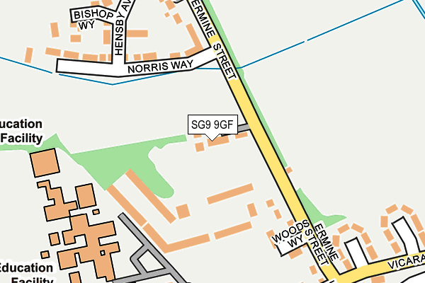 SG9 9GF map - OS OpenMap – Local (Ordnance Survey)